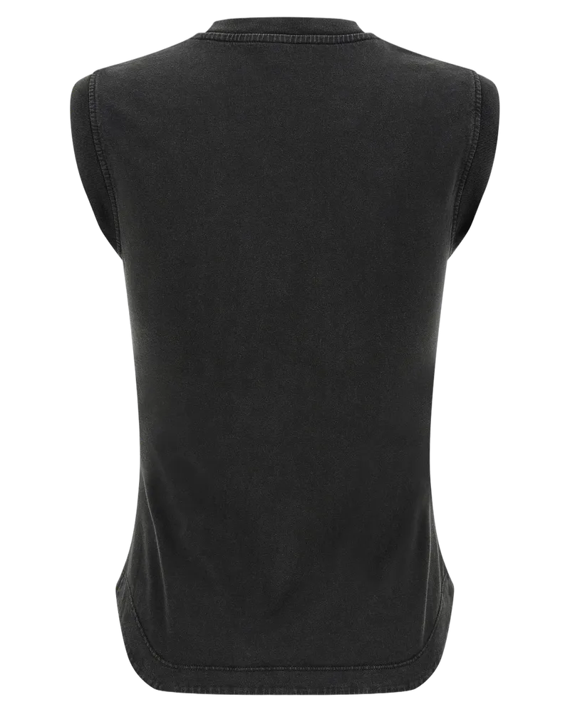 ATTICO Women's Black Cotton Sleeveles T-Shirt Black