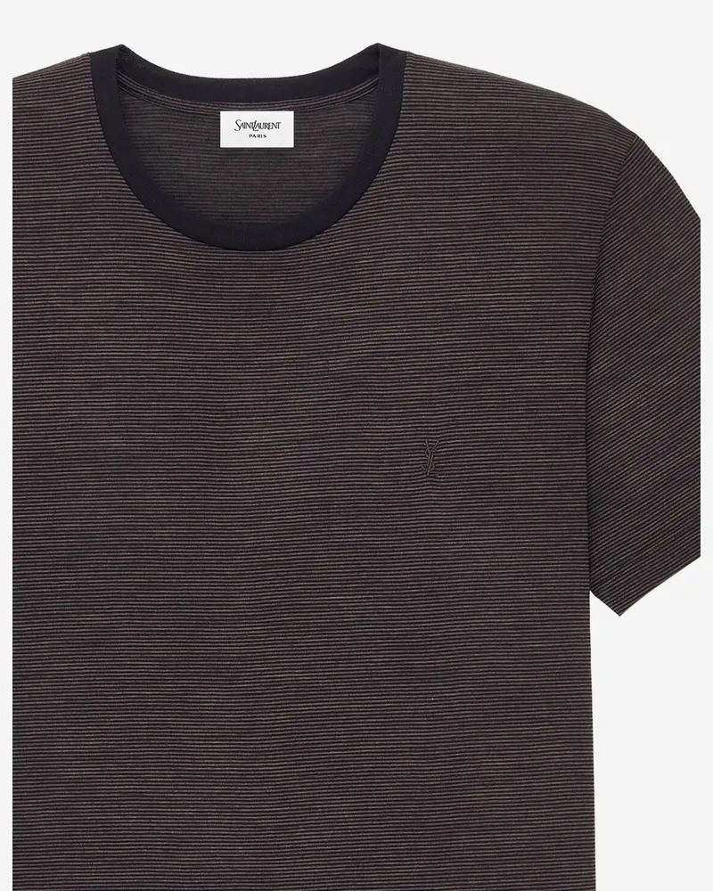 Saint Laurent Striped Wool T-Shirt — Brown Brown