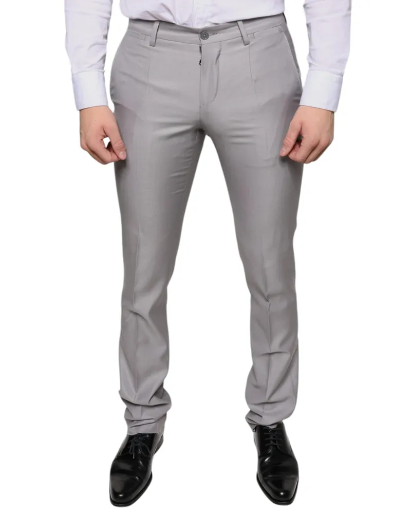 Dolce & Gabbana Men's Light Gray Wool Dress Pants Virgin Silk Gray