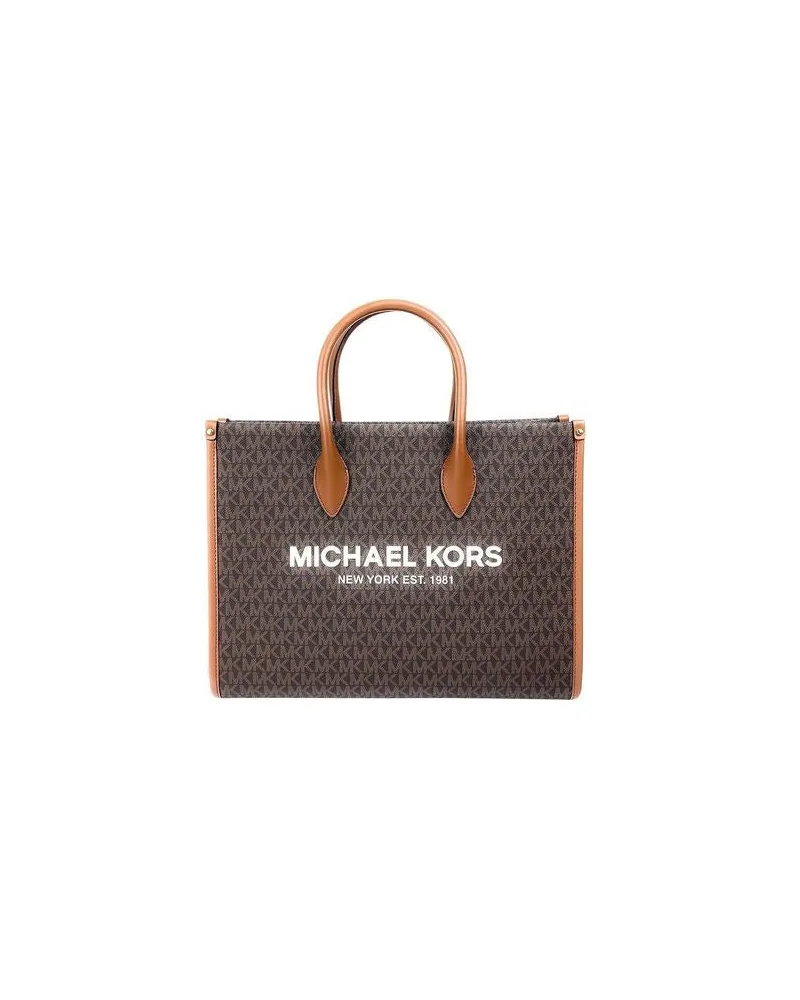 Michael Kors Women's Tote Brown 89.coated Canvas Polyester Tote-bags Brown