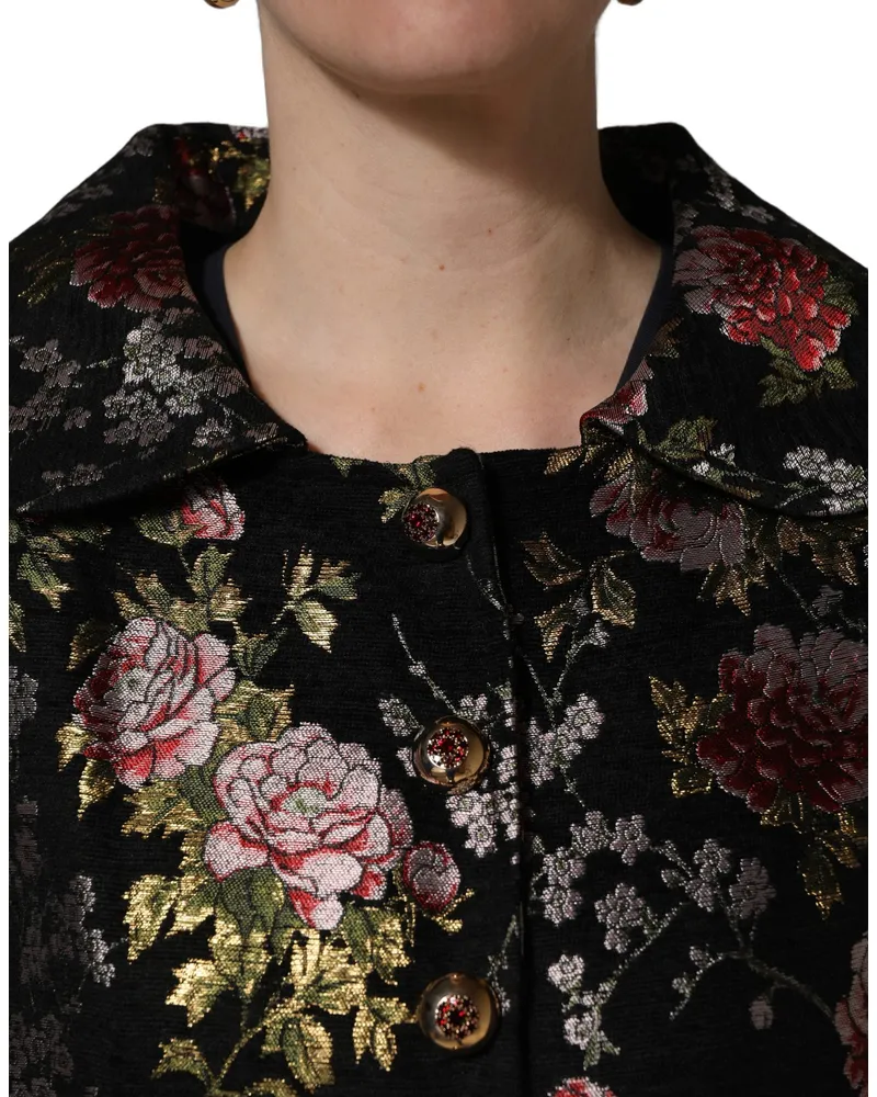 Dolce & Gabbana Women's Multicolor Floral Brocade Blazer Jacket Acetate Acrylic Polyester Clothing Black
