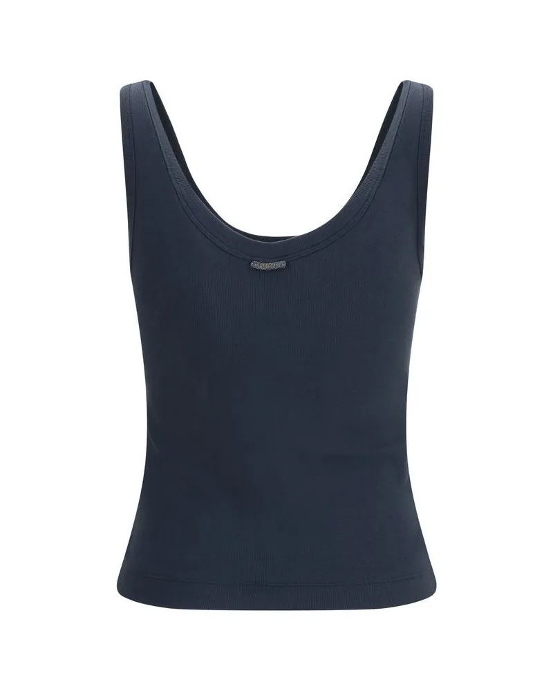 Brunello Cucinelli Women's Blue Cotton T-Shirt Navy
