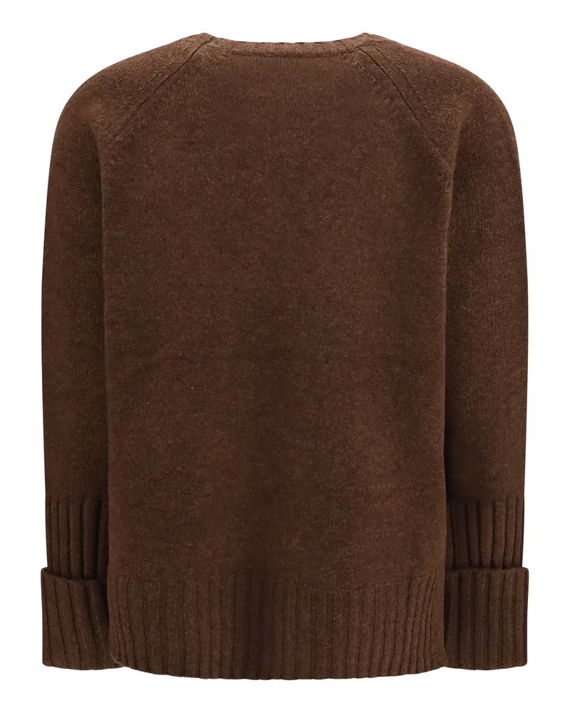 Tory Burch Women's Wool Sweater Dark Roast Merino Ovis Aries Brown