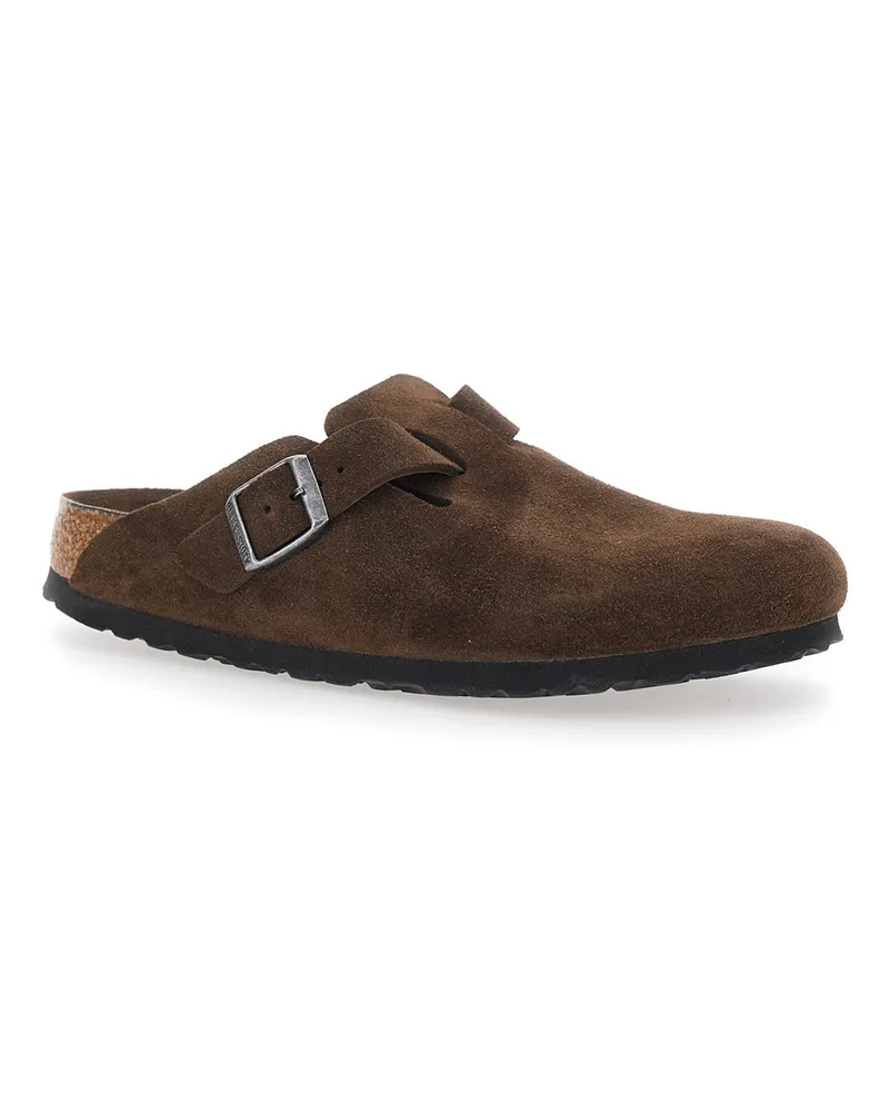 Birkenstock Women's Mules Boston Brown Suede Leather Brown