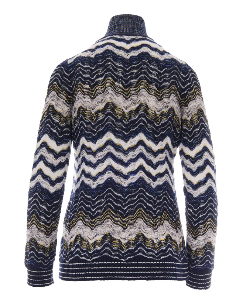 Missoni Women's Mock Neck Jumper Blue-Yellow-White Wool Jumpers Blue/yellow/white Sweater Navy
