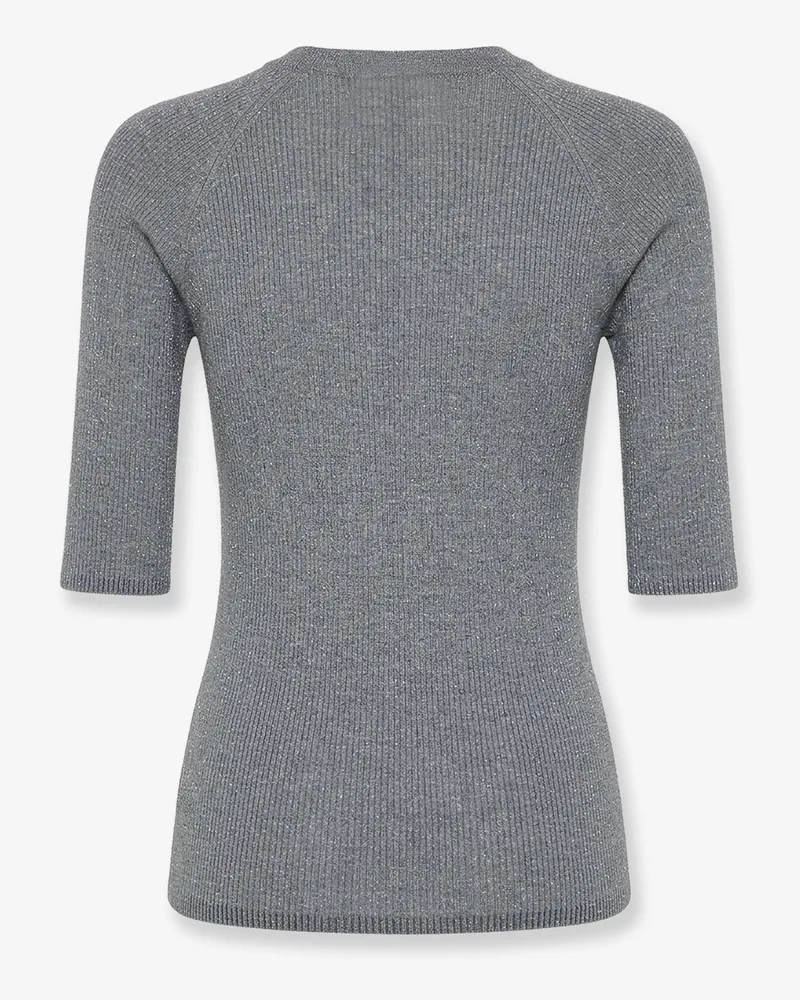 Brunello Cucinelli Women's Sweater Cashmere Blend Lurex Grey Gray