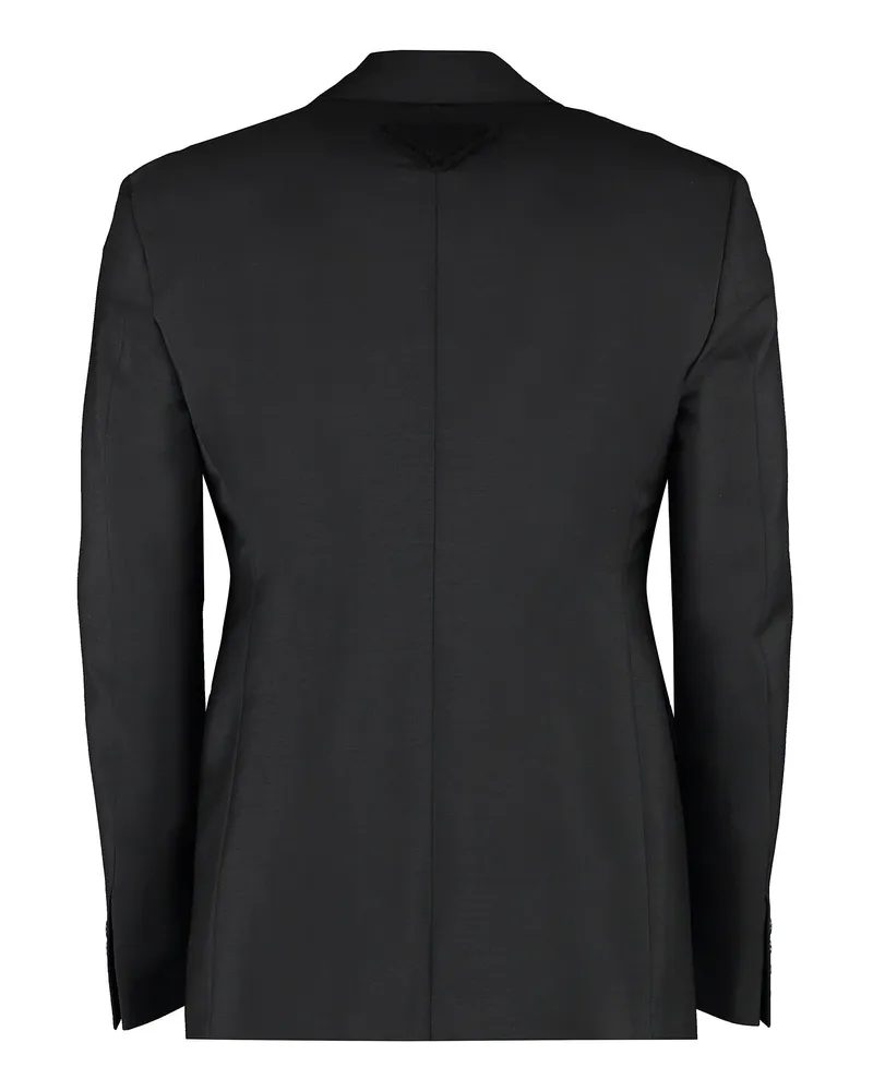 Prada Men's Padded Shoulder Mohair And Wool Blazer Black Suit & Dinner Jackets Black