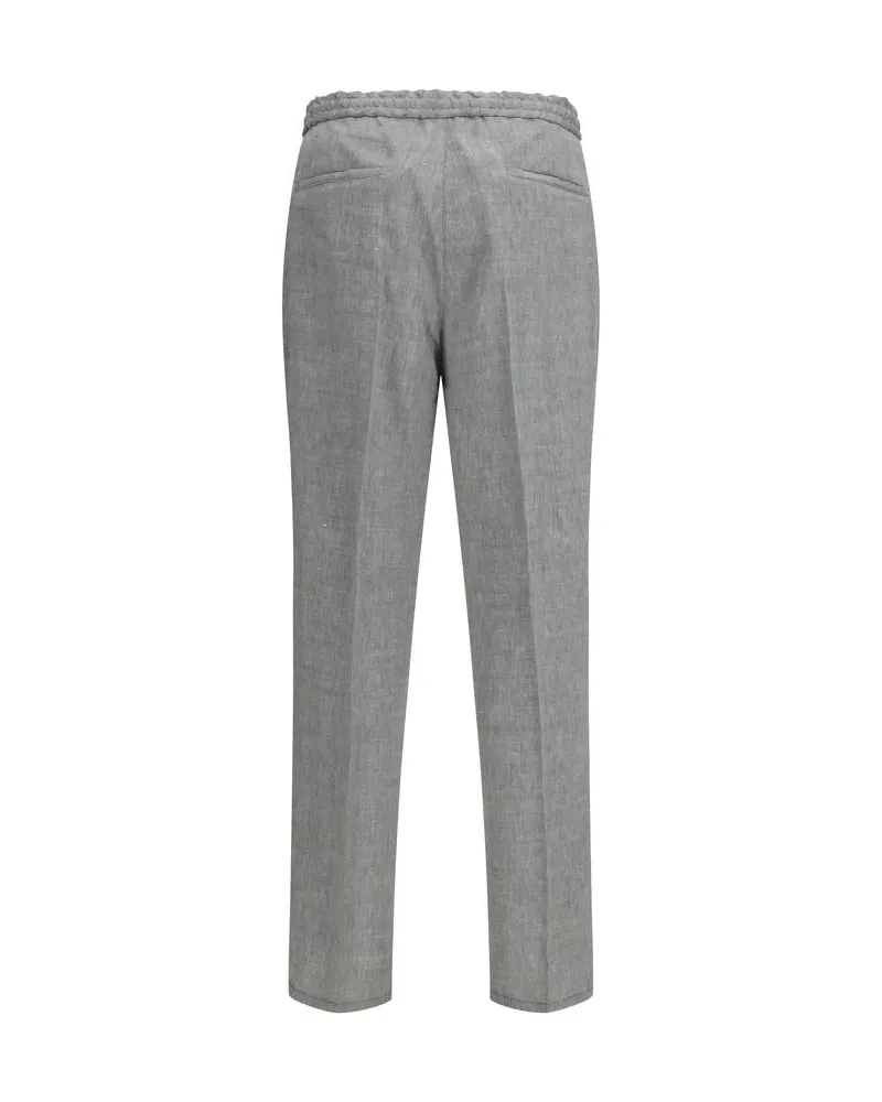 Brunello Cucinelli Men's Gray Linen Casual Pants Gray