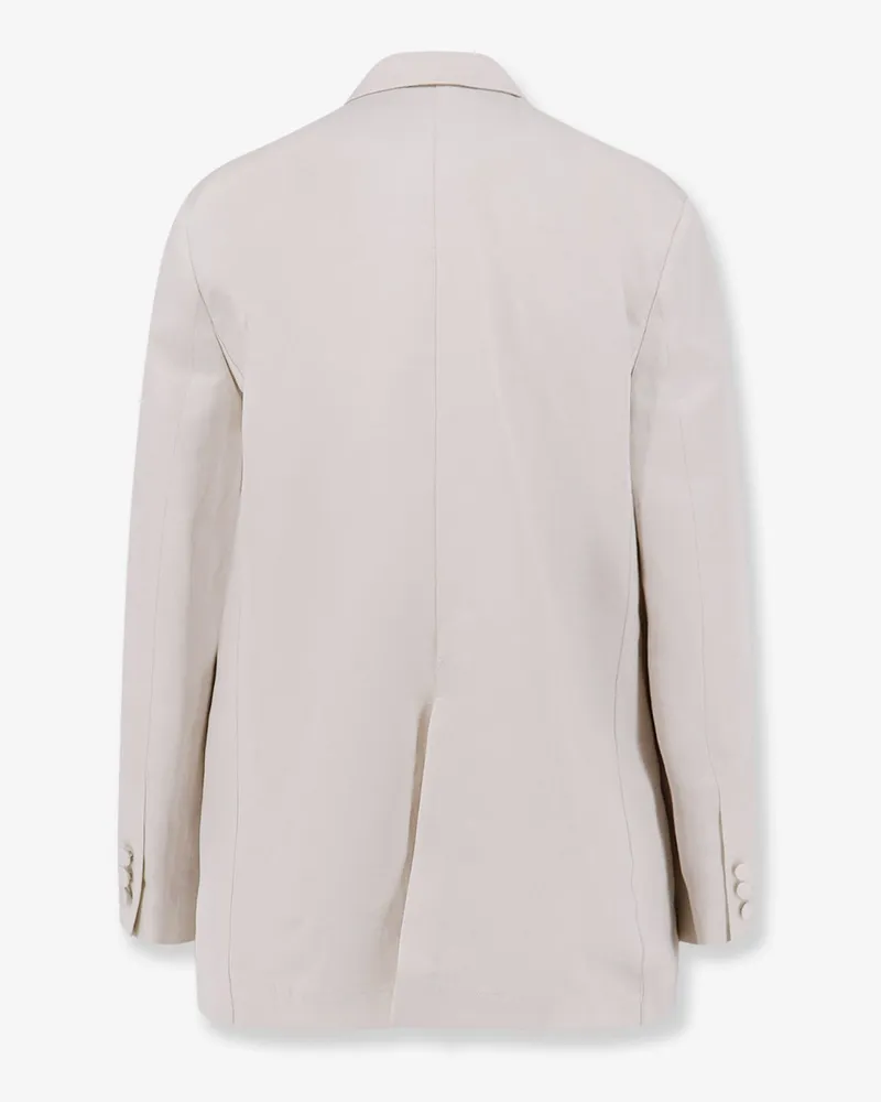 ALYSI Women's Blazer Lyocell-Linen Double-Breasted White Lyocell Linen Blazers Jacket White