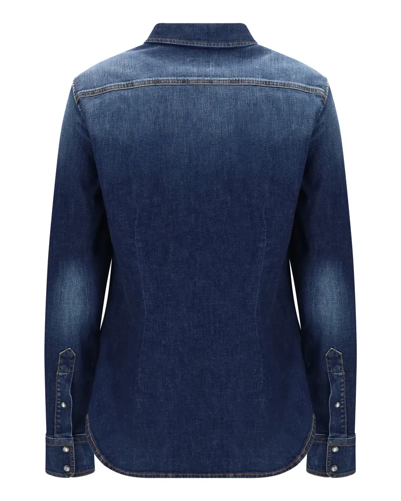 Jacob Cohën Women's Lightweight Denim Western Long Sleeve Shirt 200f Cotton Blue