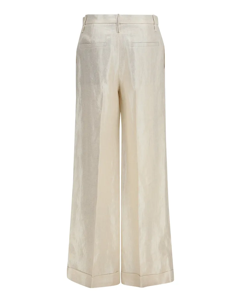 Brunello Cucinelli Pleated Linen Trousers — Beige Beige