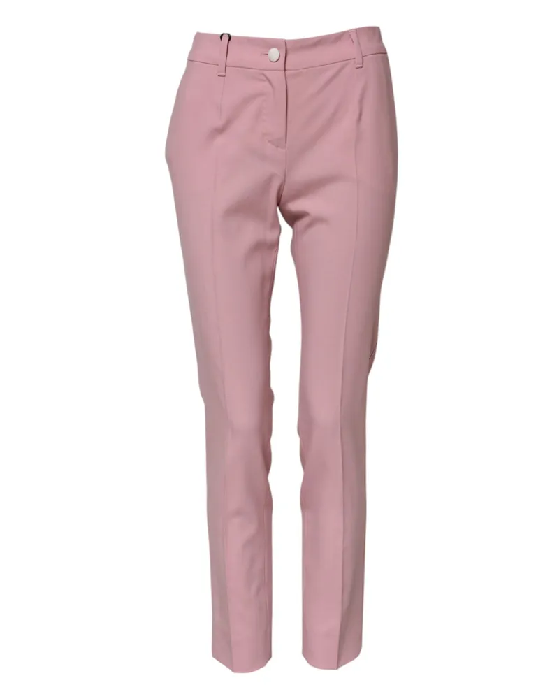 Dolce & Gabbana Women's Pink Wool High Waist Tapered Pants Virgin Elastane Pink