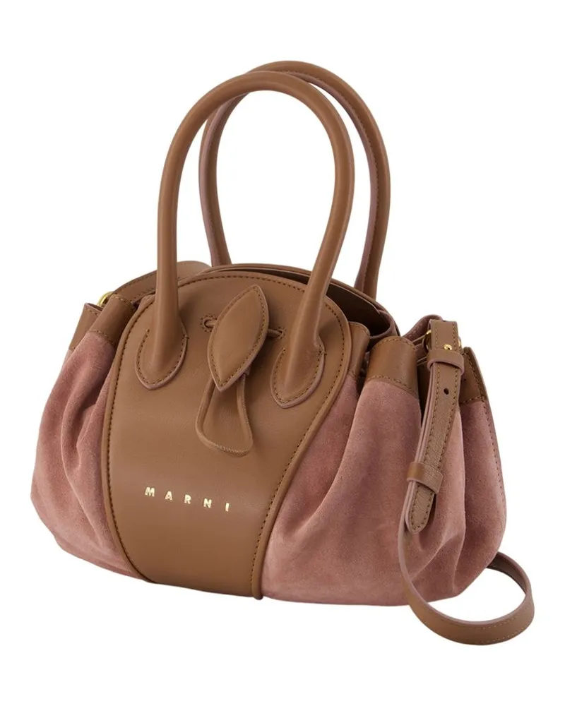 Marni Women's Tulipea Small Shoulder Bag -  Leather Brown Calfskin Shoulder-Hobo-Bags Brown