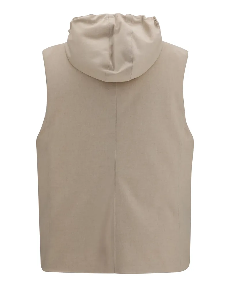 Brunello Cucinelli Men's Wool Down Vest Sand-Panama (ovis Aries) Blazers Sand/panama Jacket Beige
