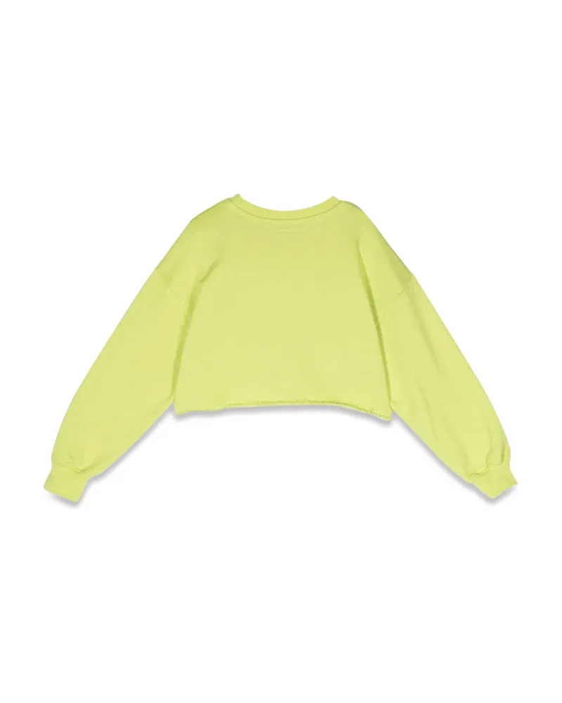 MSGM Cropped Cotton Sweatshirt — Yellow Yellow