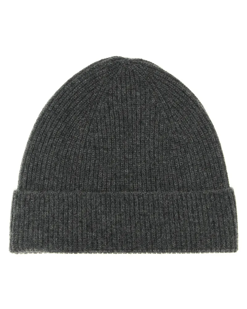 Ballantyne Pure Cashmere Ribbed Beanie — Grey Grey