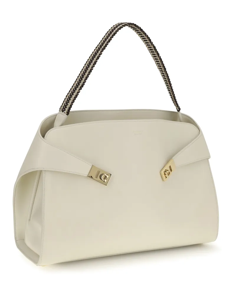 Ferragamo Women's Large Hug Soft Shoulder Bag Mascarpone Calf Leather Bos Taurus Beige
