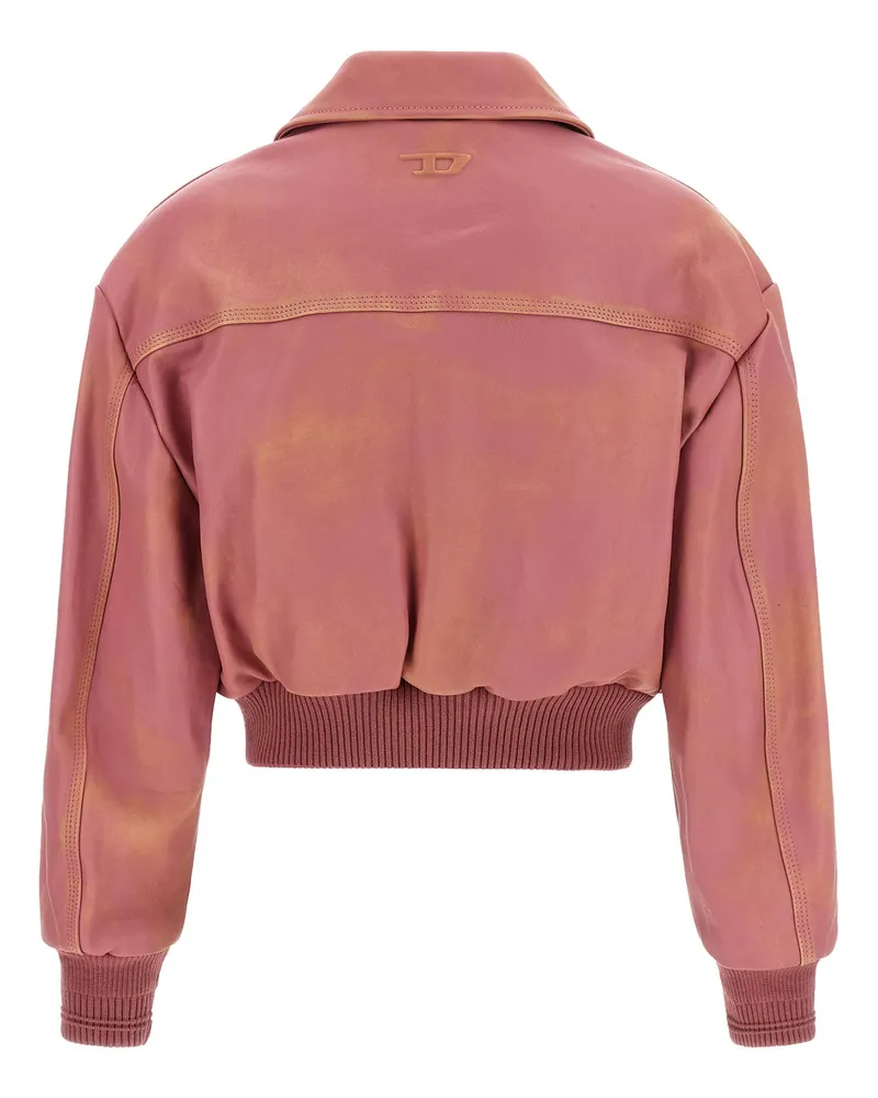 Diesel Cropped Lambskin Aviator Jacket — Pink Pink