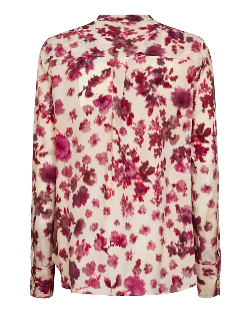 Isabel Marant Women's Pink Printed Stretch Silk Blouse Shirt Pink