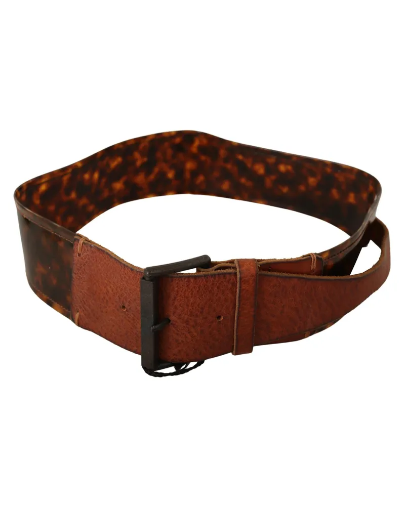 Ermanno Scervino Women's Dark Brown Leather Buckle Waist Belt Brown