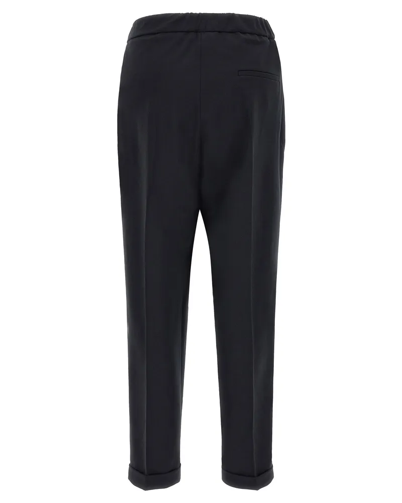 Alberto Biani Cropped Wool-Blend Trousers — Black Black