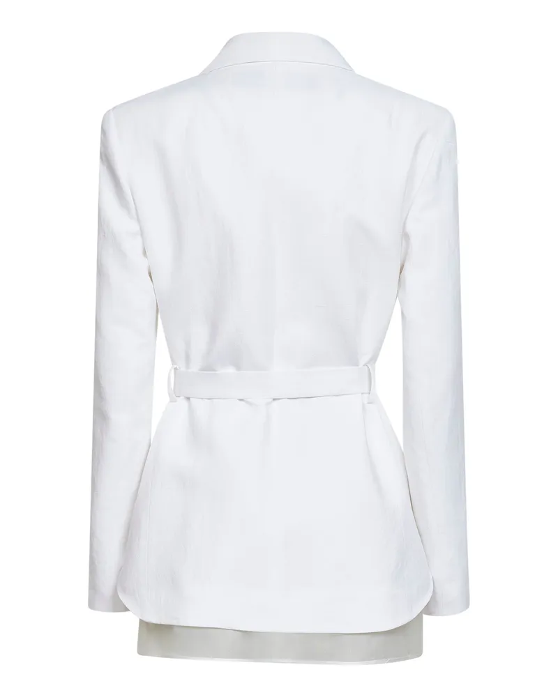 Blanca Women's Belted Blazer Goody White Viscose-Linen Jacket White