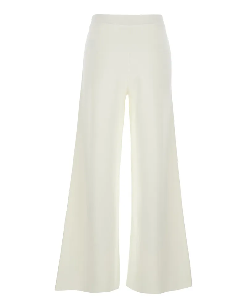 P.A.R.O.S.H. Women's Wide Leg Pull-On Pants White Viscose Trousers White
