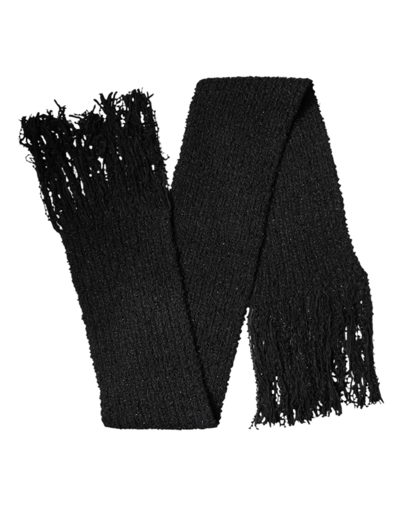 Dolce & Gabbana Women's Black Cashmere Knit Shawl Fringes Scarf Se+ws Black