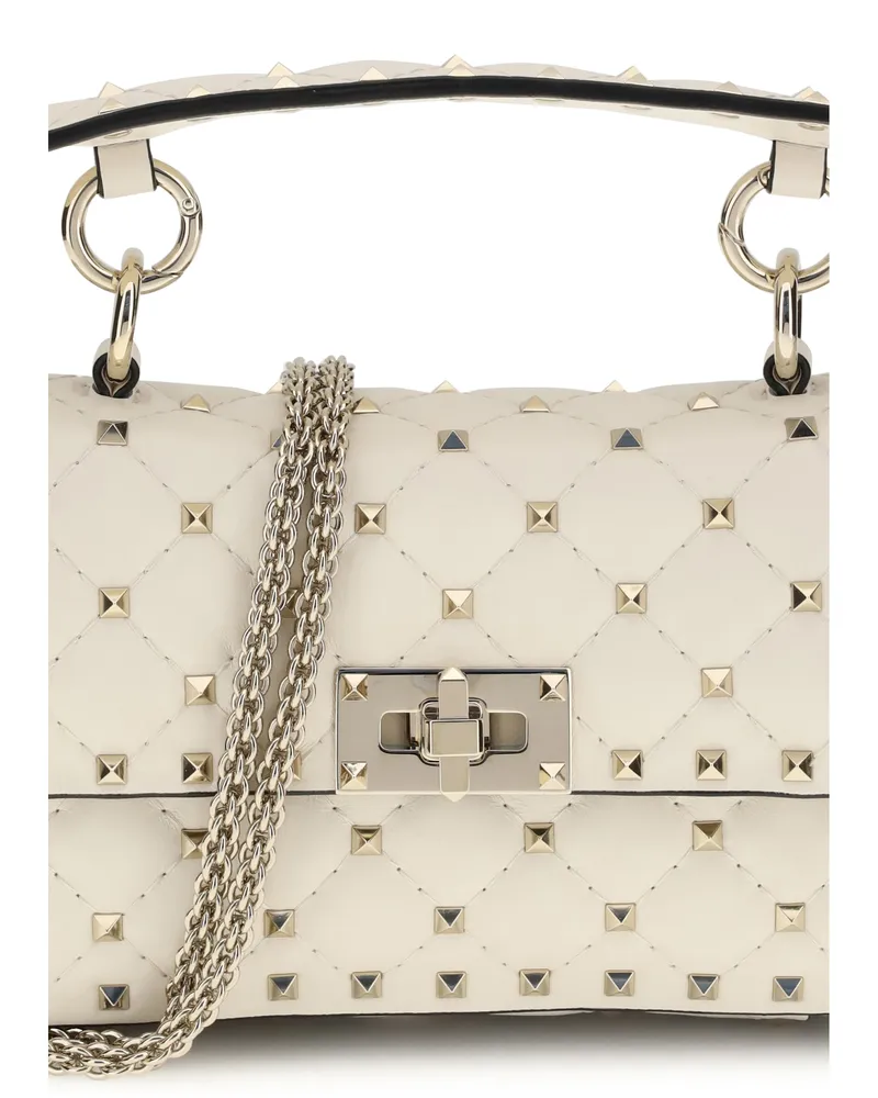 Valentino Garavani Rockstud Spike Top Handle Bag — Beige Beige