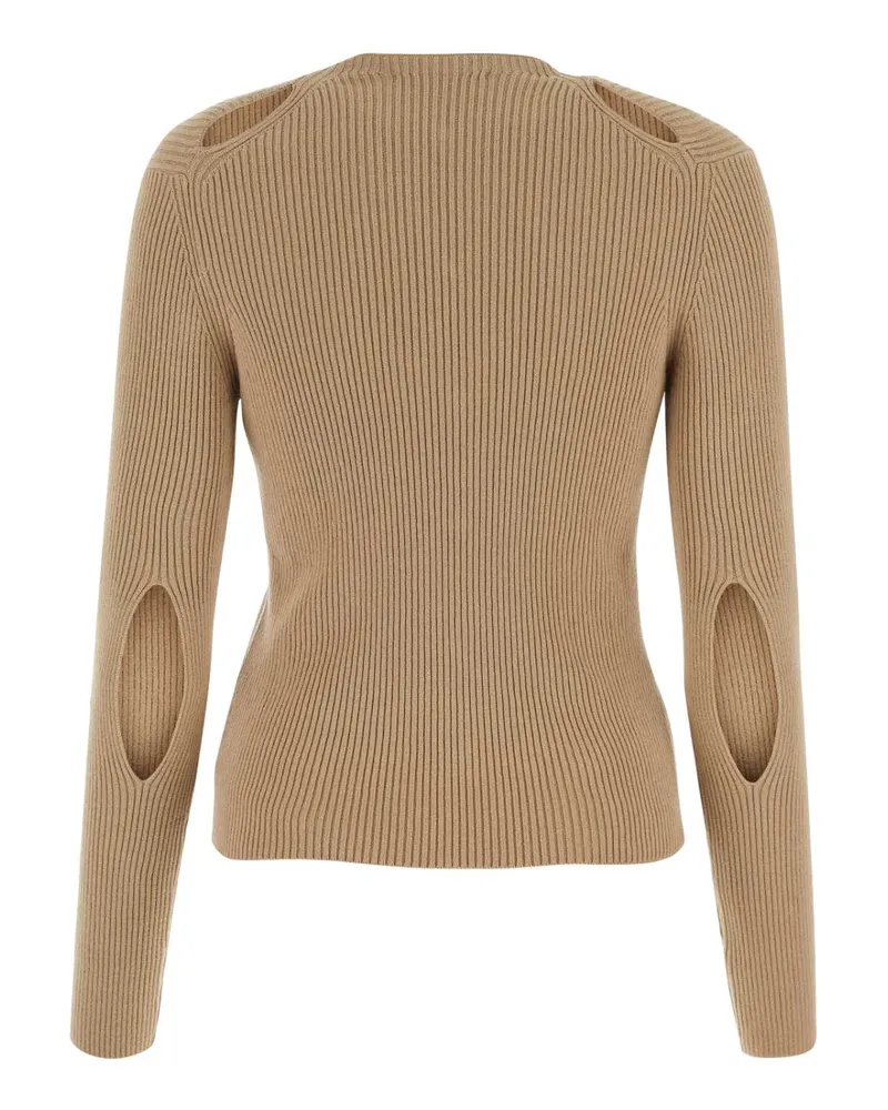 Fendi Women's Biscuit Cotton Blend Cardigan Buff Maglieria Beige