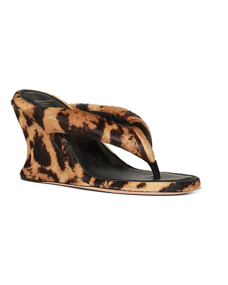 Balenciaga Women's Wedge Thong Sandals Gaeta Multicolour Calf Leather Multicolor