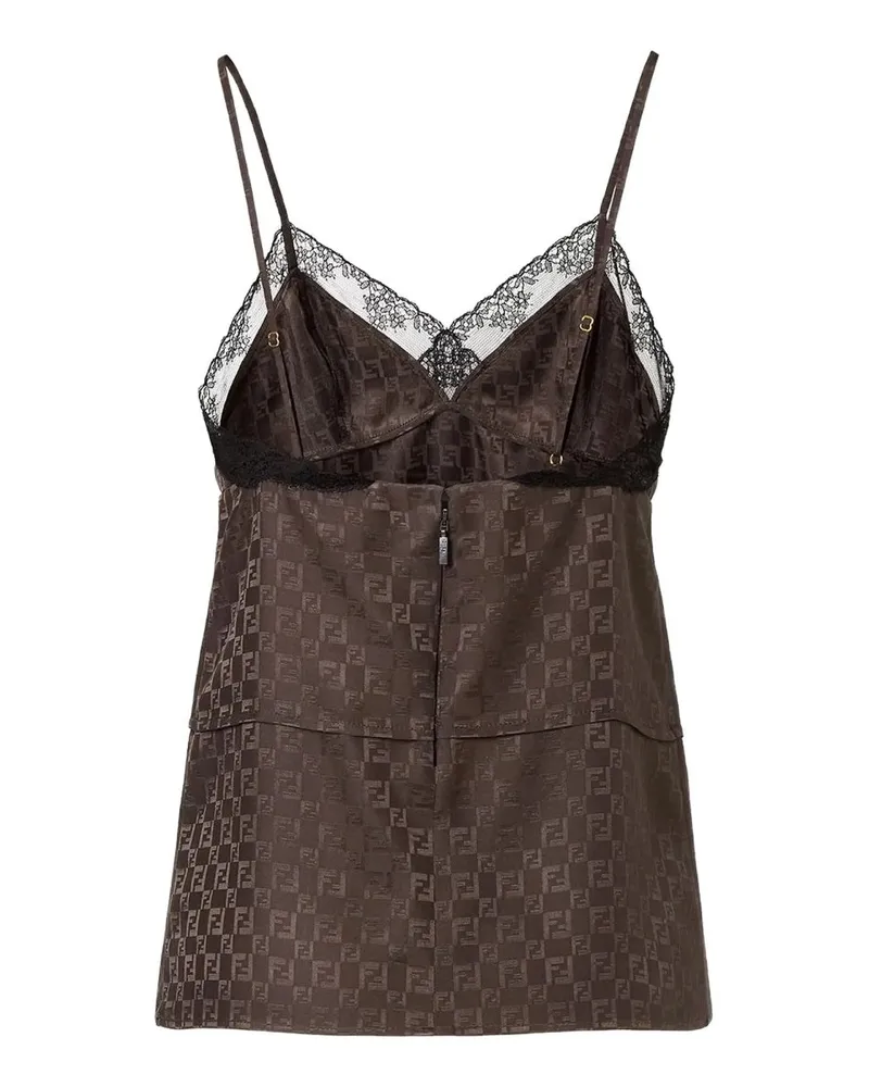 Fendi Jacquard FF Silk Blouse — Brown Brown