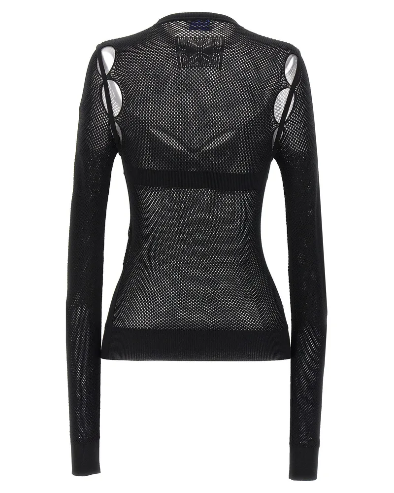 OFF-WHITE Mesh Bralette Blouse — Black Black