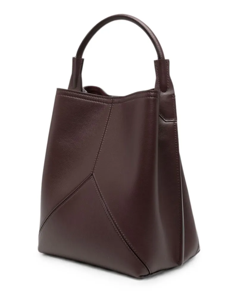 Victoria Beckham Pleated Leather Top Handle Bag — Burgundy Burgundy
