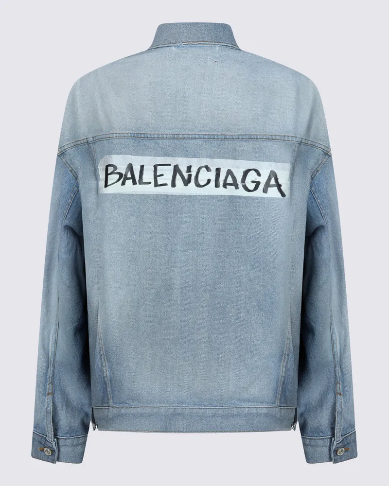 Balenciaga Women's Jackets Dirty Light Blue _100 % Co Blue