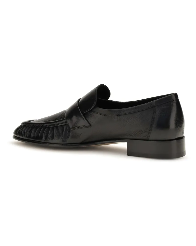 The Row Women's Soft Suede Loafers Black Calf Leather 