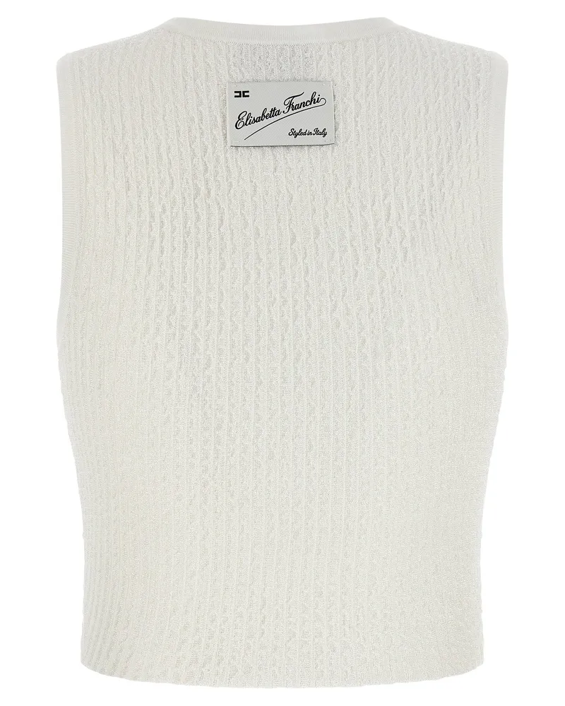 Elisabetta Franchi Ribbed Crop Tank Top — White White