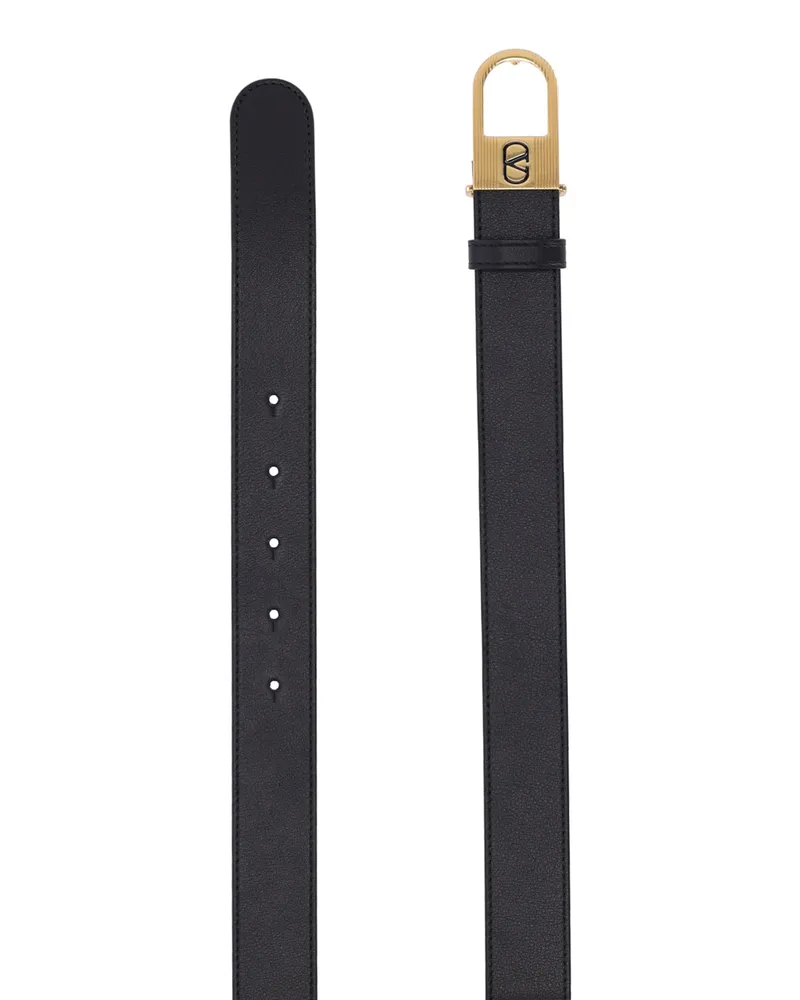 Valentino Garavani Men's Belts Black Calf Leather Black