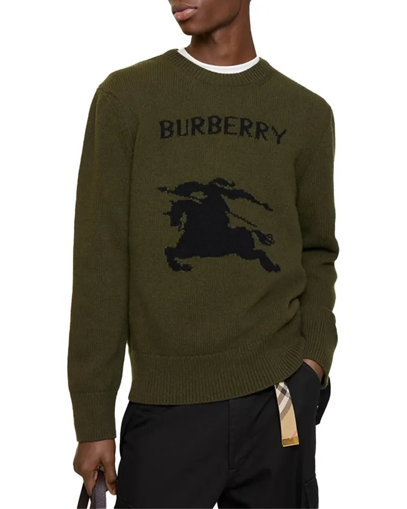 Burberry Logo-Knit Wool-Cashmere Sweater — Green Green