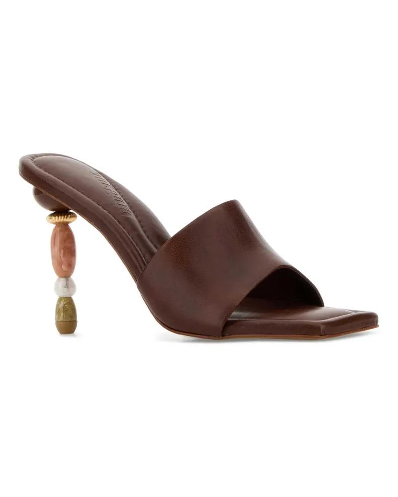 Cult Gaia Women's Brown Leather Mahina Mules Saddle Sandali Brown