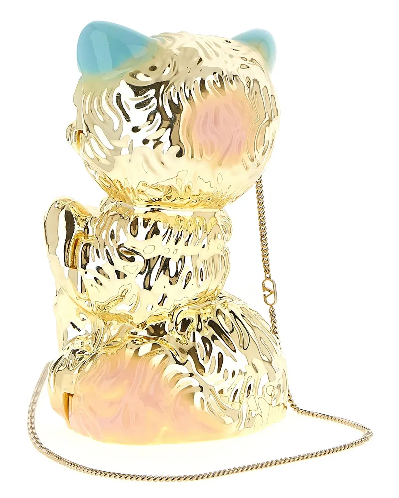 Valentino Garavani Women's Hand-Painted Acetate Cat Minaudière Clutch Gold Ethylene Vinyl Gold
