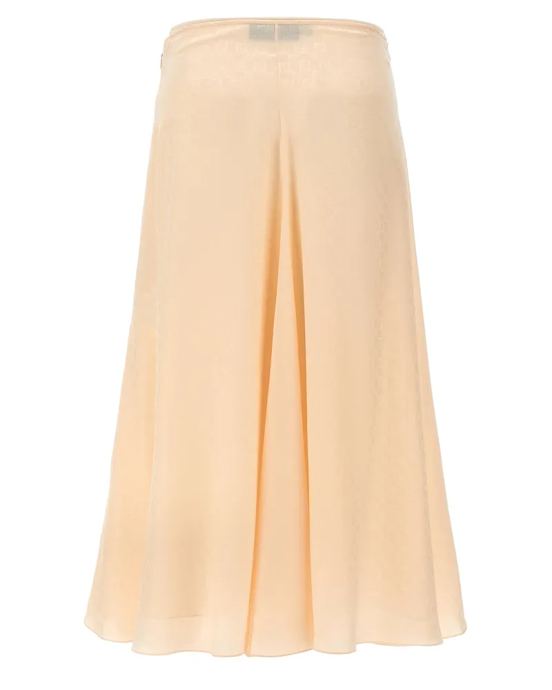 Fendi Women's Multicolor Silk Midi Skirt Pink