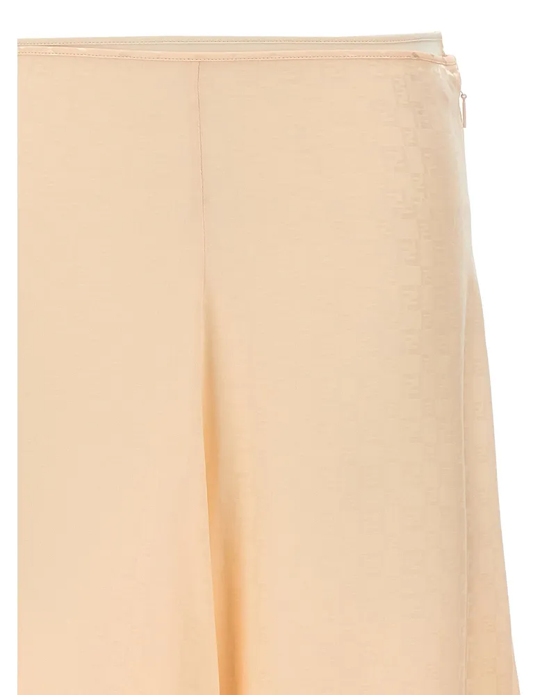 Fendi Silk Jacquard FF-Checkered Skirt — Pink Pink