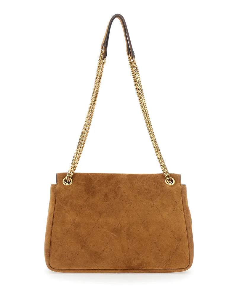 Tory Burch Women's Shoulder Bag Charlie Brown Suede Calf Brown