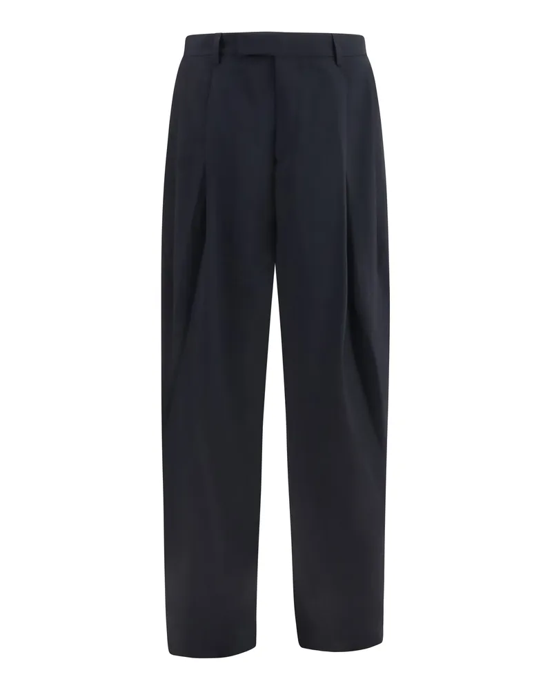 Giorgio Armani Men's Trousers Virgin Wool Dark Navy Fleece (ovis Aries 