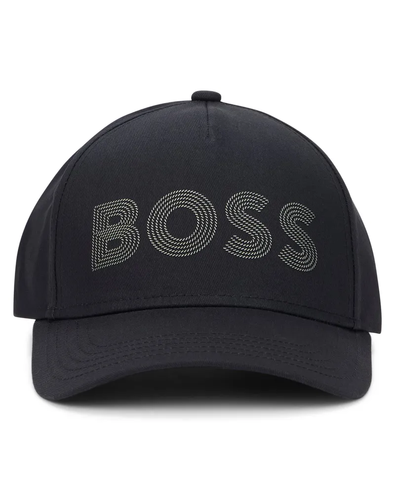 HUGO BOSS Men's Cotton Baseball Cap Black Hat Black