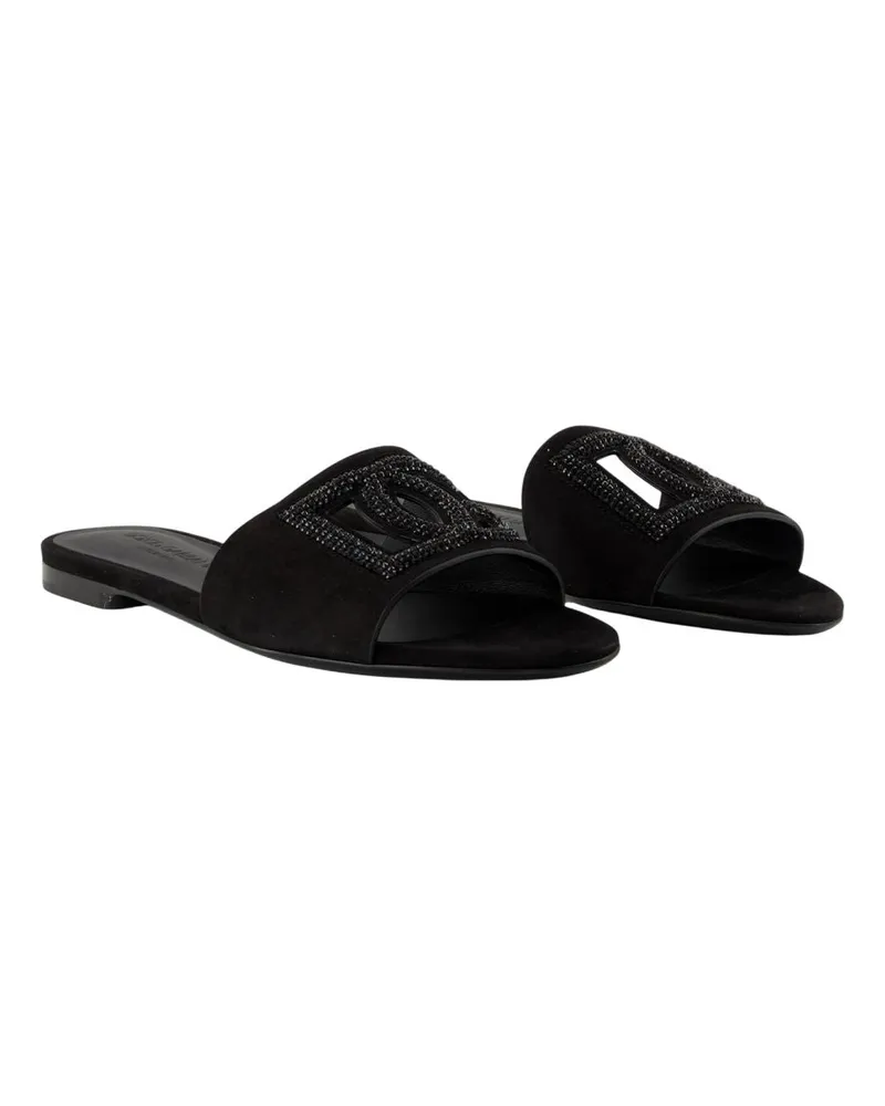 Dolce & Gabbana Women's Gruppo 40 Sandals -  Leather Black Shoes Black
