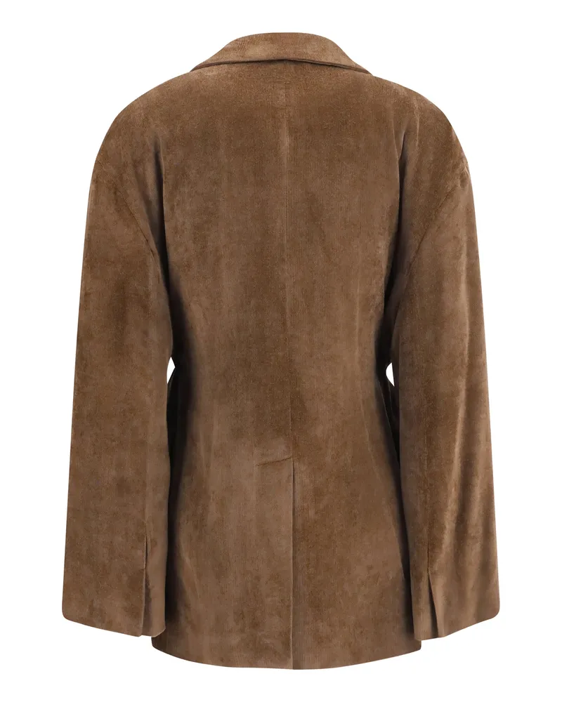 Brunello Cucinelli Corduroy Drawstring Jacket — Brown Brown