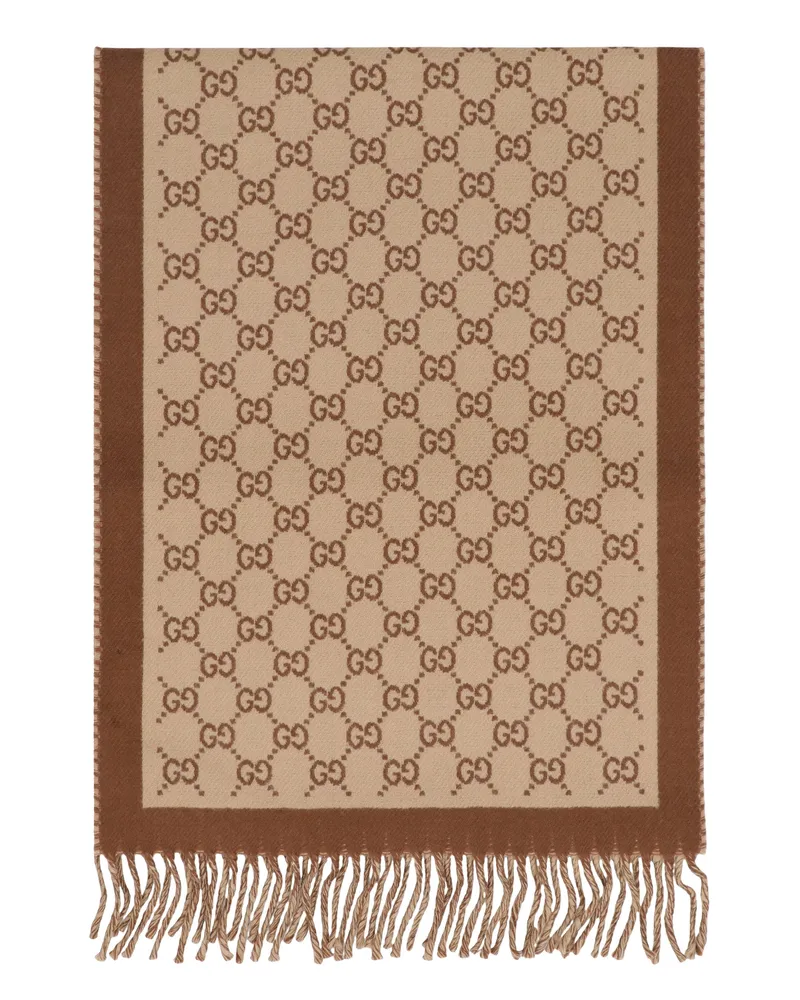Gucci Women's Scarf Gg Wool Brown Scarfs Brown