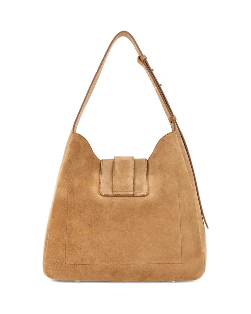 Hogan Calf Suede Shoulder Bag — Brown Brown